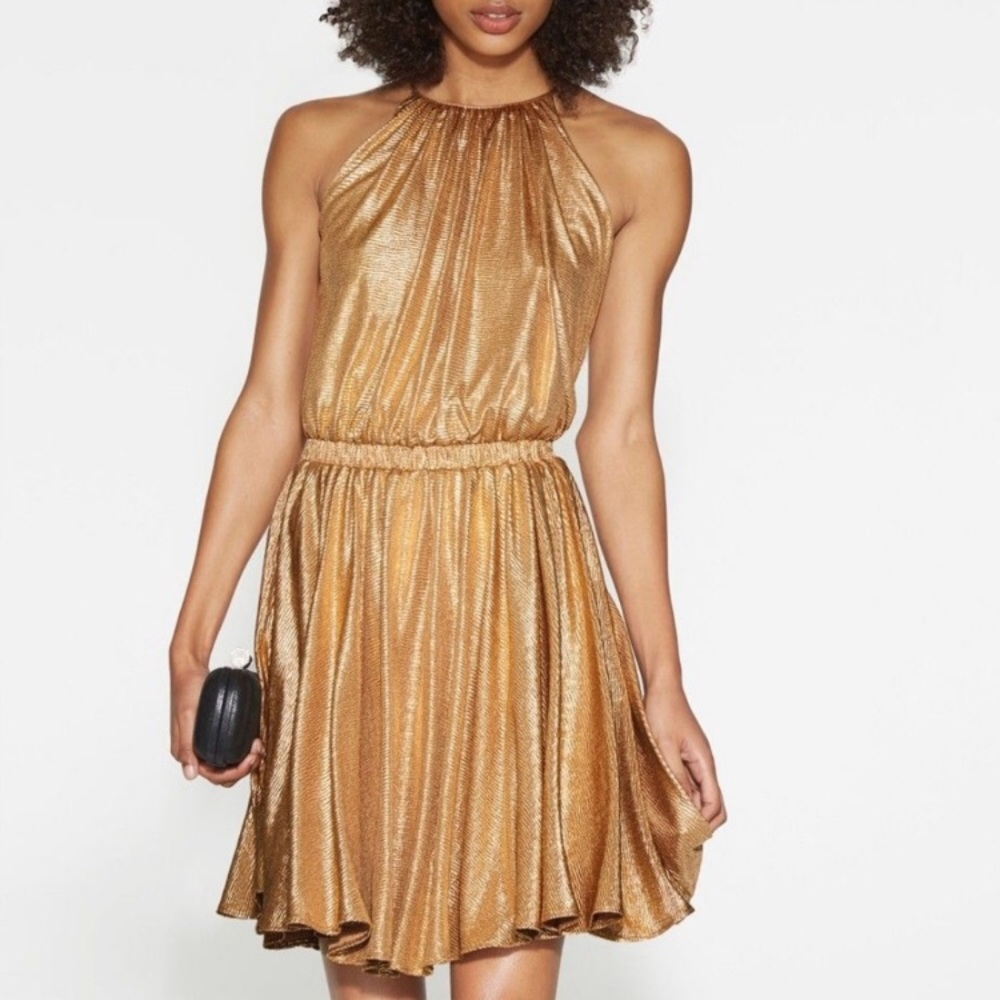 MAKE AN OFFER! Halston Heritage gold sparkling sleeveless cocktail dress size L